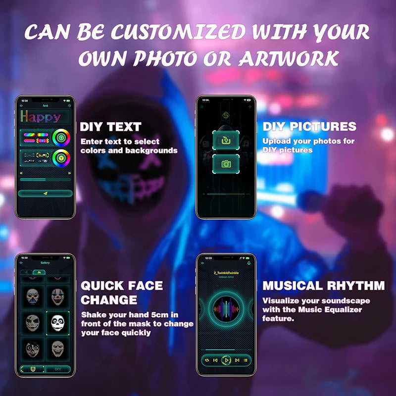 C & O™ LED Mask – Bluetooth Party LED Mask