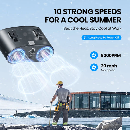 C & O™ Portable Waist Fan Upgraded 10 Speeds Personal Fan 20000mAh Rechargeable Waist and Desk Fans with LED Display for Outdoor Jobsite